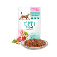 Влажный корм OptiMeal для взрослых кошек с бараниной и овощами в желе