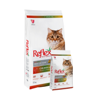 Корм сухой многоцветный для взрослых кошек Reflex с курицей и рисом