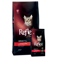 Корм сухой для взрослых кошек Reflex Plus с бараниной и рисом